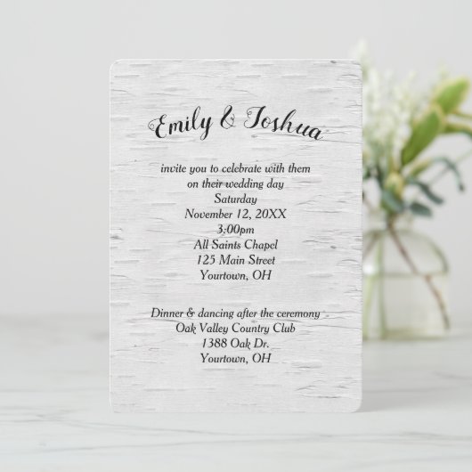 Birch Tree Wedding Invitation Kaart (Staand voorkant)