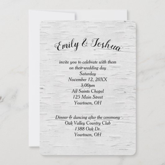 Birch Tree Wedding Invitation Kaart (Voorkant)