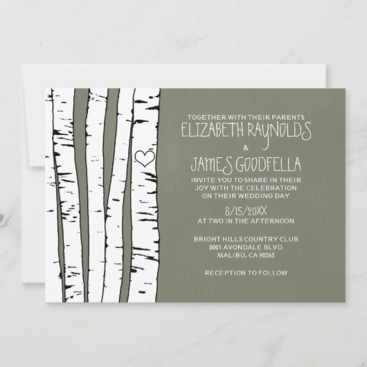 Birch Tree Wedding Invitations Kaart (Voorkant)