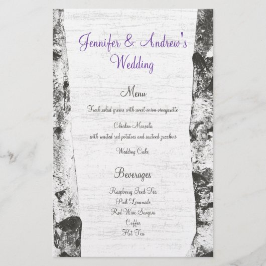 Birch Tree Wedding Menu (Voorkant)