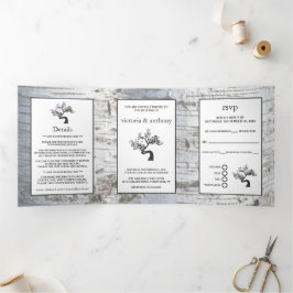 Birch Tree Wedding Suite Drieluik Uitnodiging