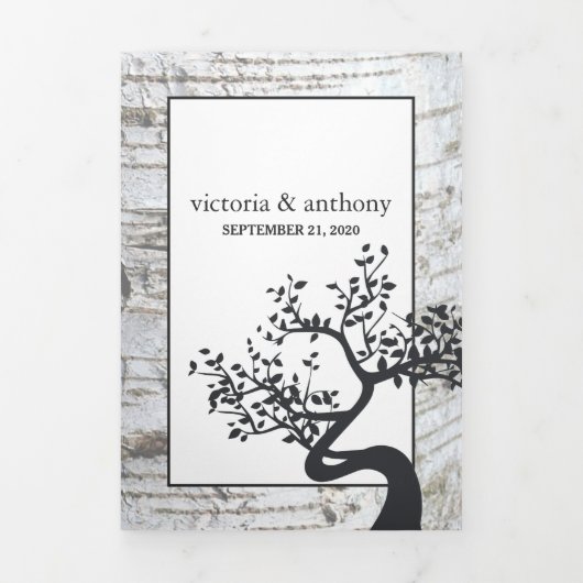 Birch Tree Wedding Suite Drieluik Uitnodiging (Cover)