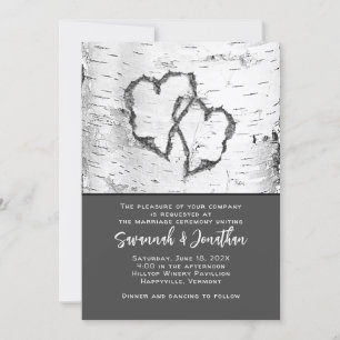 Birch Tree Wedding Two Hearts Kaart