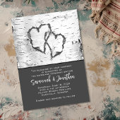 Birch Tree Wedding Two Hearts Kaart