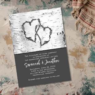 Birch Tree Wedding Two Hearts Kaart