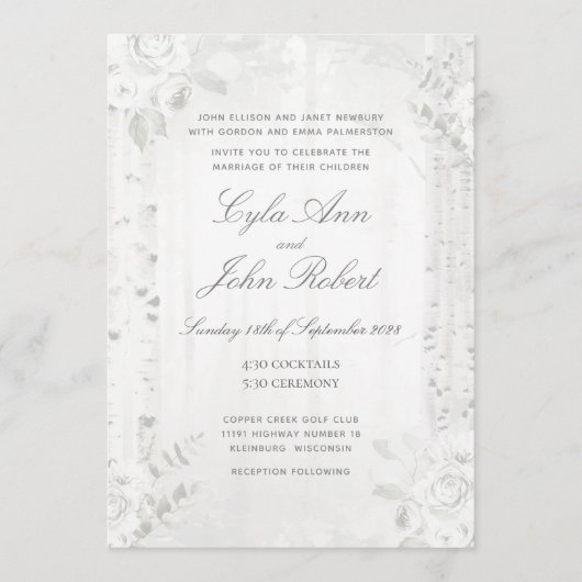 Birch Tree White Forest Wedding Kaart (Voorkant)