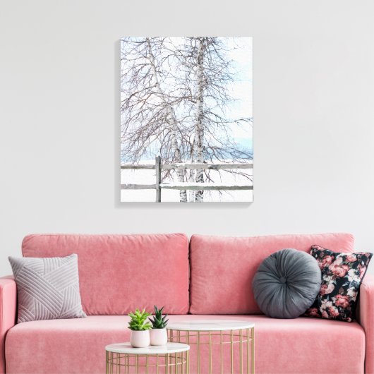 Birch Tree Winter Scene Canvas Afdruk (Insitu (Woonkamer))
