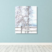 Birch Tree Winter Scene Canvas Afdruk (Insitu (Houten vloer))