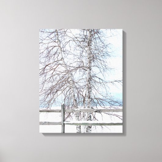 Birch Tree Winter Scene Canvas Afdruk (Voorkant)
