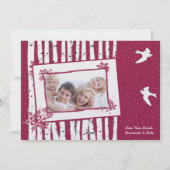 Birch Trees & Birds Merry Kerstmis Feestdagenkaart (Achterkant)