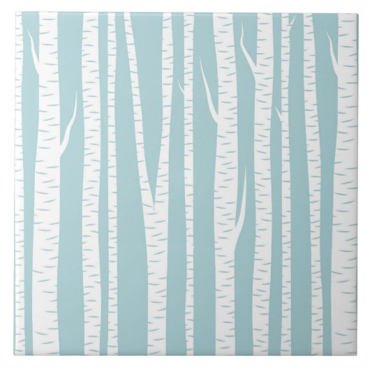 Birch Trees Blue Tegeltje (Voorkant)