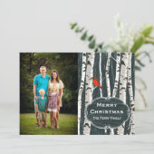Birch Trees Custom Fotokerstgroet Feestdagenkaart (Staand voorkant)