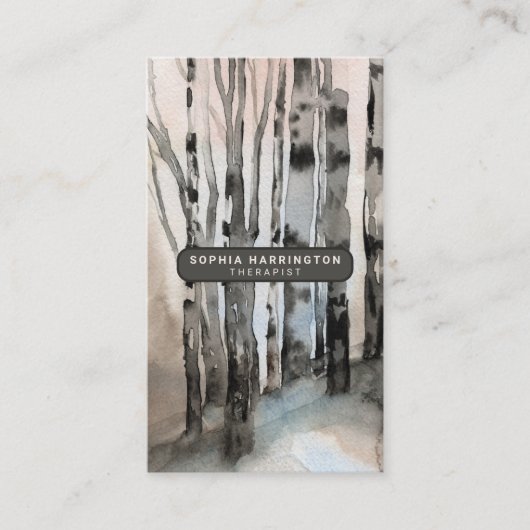 Birch Trees Custom QR Code Scannable Therapeut Visitekaartje (Voorkant)