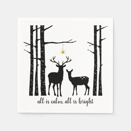 Birch Trees en Deer Kerstmis | Servet (Voorkant)