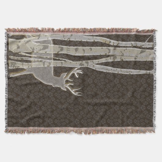 Birch Trees en Deer Throw Blanket Deken (Voorkant)