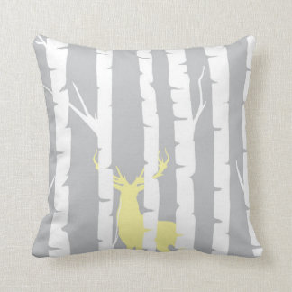 Birch Trees en Yellow Deer Kussen