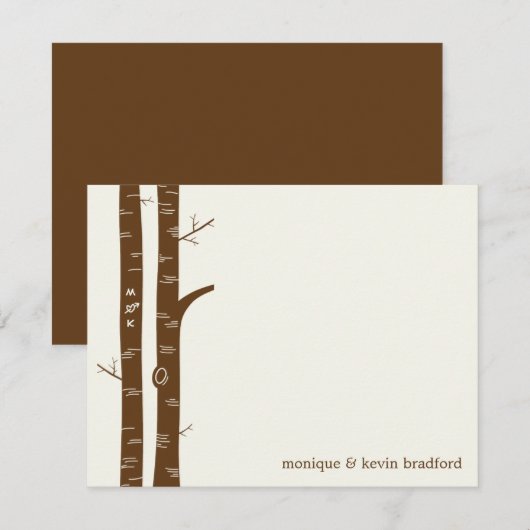 Birch Trees Flat Hartelijk dank Notitiekaartje (Voorkant / Achterkant)