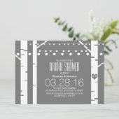 Birch Trees Heart & String Lights Vrijgezellenfees Kaart (Staand voorkant)