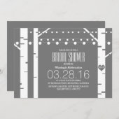 Birch Trees Heart & String Lights Vrijgezellenfees Kaart (Voorkant / Achterkant)