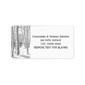 Birch Trees in de winter van kerstmis Etiket (Voorkant)
