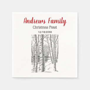 Birch Trees in de winter van kerstmis Servet