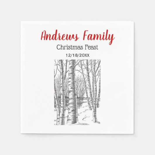 Birch Trees in de winter van kerstmis Servet (Voorkant)