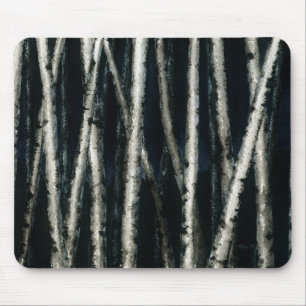 Birch Trees in Night Mousepad Muismat