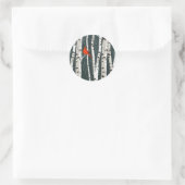 Birch Trees kerstboomplukkers Ronde Sticker (Tas)
