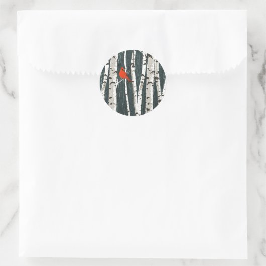 Birch Trees kerstboomplukkers Ronde Sticker (Tas)