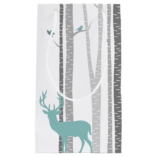 Birch Trees met Deer Klein Cadeauzakje (Voorkant)