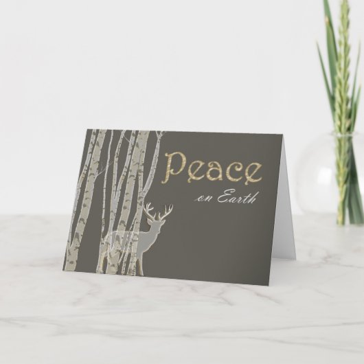 Birch Trees Peace Custom Christmas Kaart (Voorkant)