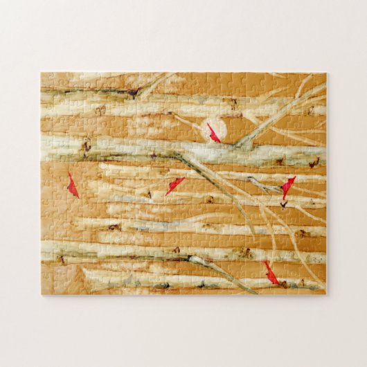 Birch Trees Red Cardinals Art Legpuzzel (Horizontaal)
