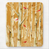 Birch Trees Red Cardinals Muismat (Voorkant)