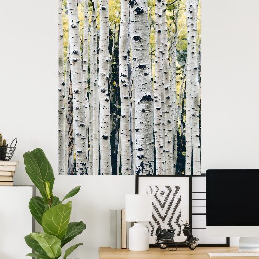 Birch Trees Rustic Cabin Poster (Thuiskantoor)