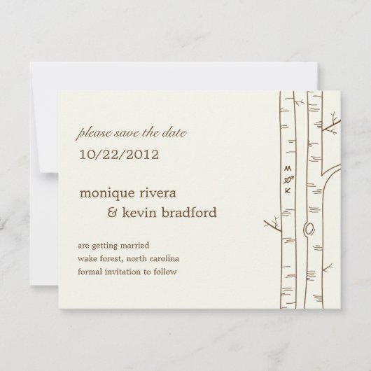 Birch Trees Save the Date Notice - Sketchy (Voorkant)