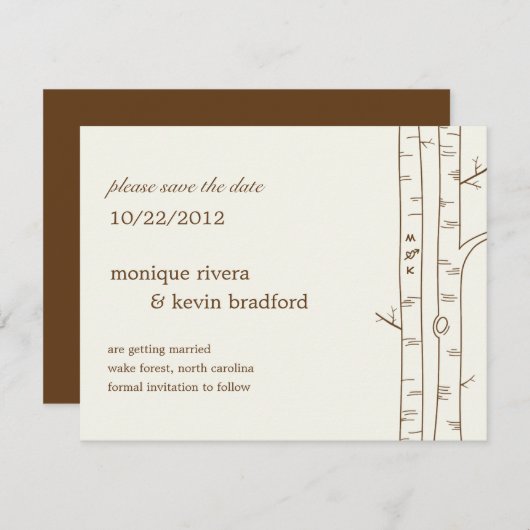 Birch Trees Save the Date Notice - Sketchy (Voorkant / Achterkant)