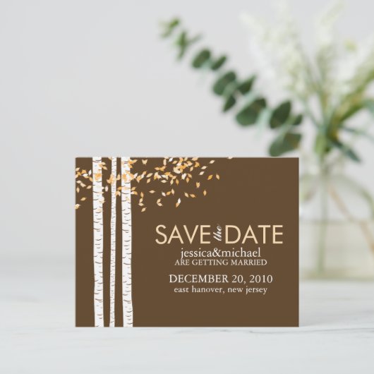 Birch Trees Save the Date Wedding Aankondigingskaart (Staand voorkant)