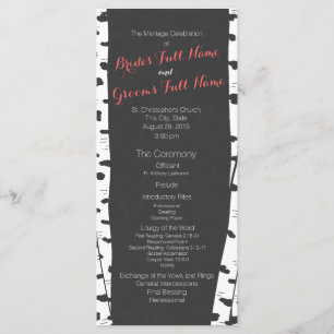 Birch Trees Slate Grey Wedding Programma Programmakaart