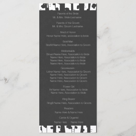 Birch Trees Slate Grey Wedding Programma Programmakaart (Achterkant)