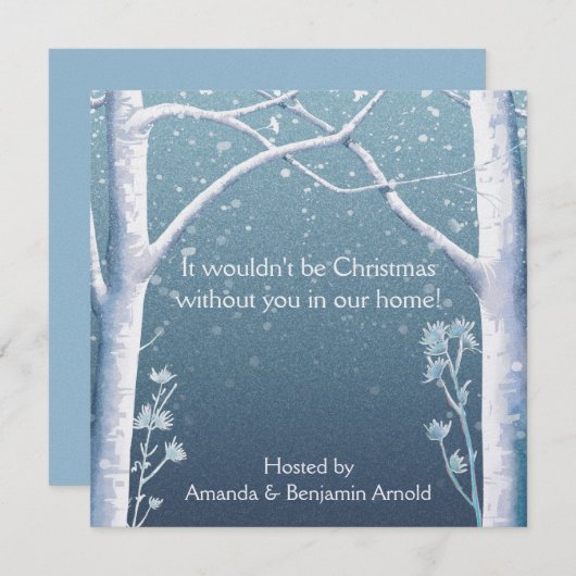 Birch Trees Snow Holiday Kaart (Voorkant / Achterkant)