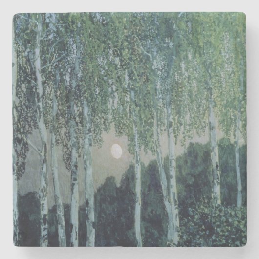 Birch Trees Stenen Onderzetter (Voorkant)