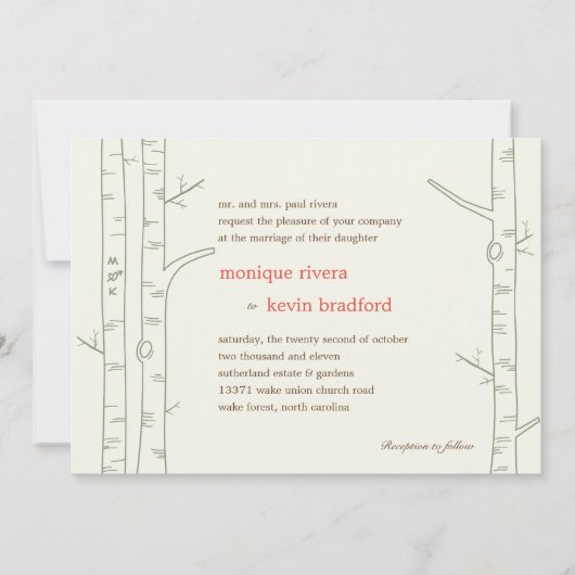 Birch Trees Wedding Invitation - Aangepast Kaart (Voorkant)