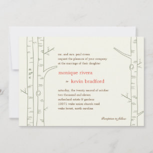Birch Trees Wedding Invitation - Aangepast Kaart