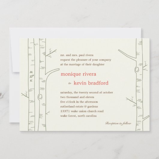 Birch Trees Wedding Invitation - Aangepast Kaart (Voorkant)