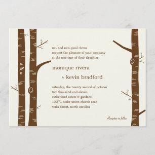 Birch Trees Wedding Invitation - Almond Kaart