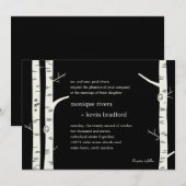 Birch Trees Wedding Invitation - Black Kaart (Voorkant / Achterkant)