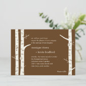 Birch Trees Wedding Invitation - Chocolate Kaart (Staand voorkant)