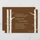 Birch Trees Wedding Invitation - Chocolate Kaart (Voorkant / Achterkant)