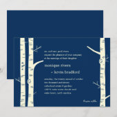 Birch Trees Wedding Invitation - marine Kaart (Voorkant / Achterkant)