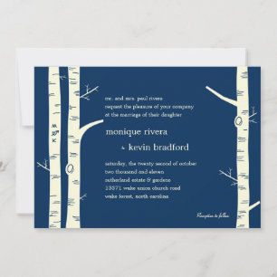 Birch Trees Wedding Invitation - marine Kaart